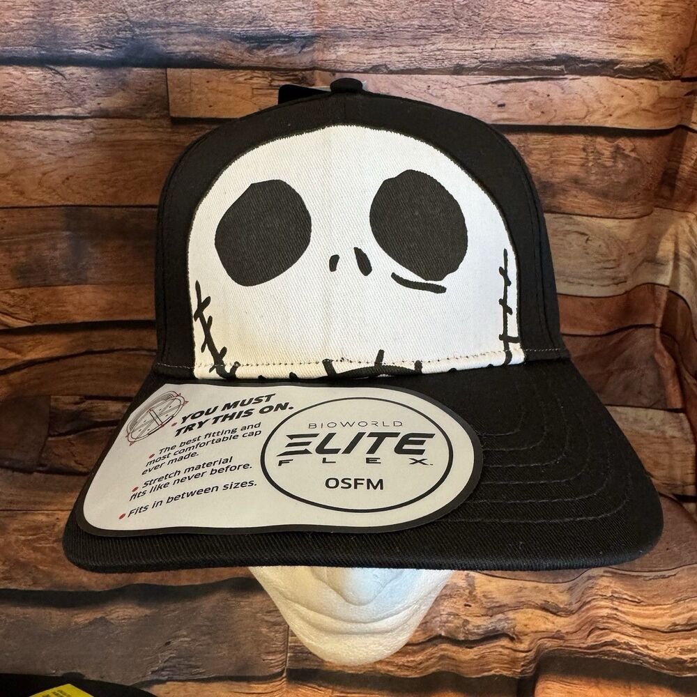 Bioworld Nightmare Before Christmas Jack Skellington Elite Flex Snapback Hat NWT